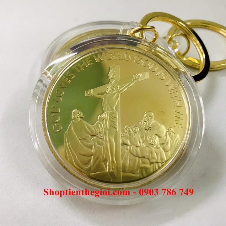 Móc Khóa Xu Thánh Tâm Chúa Giêsu Kitô In Màu - SP005206 